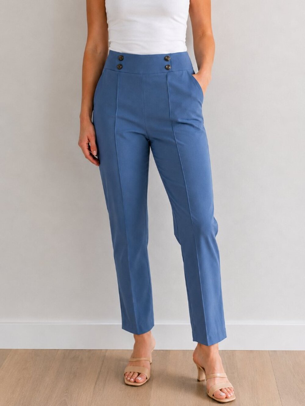 Retrology Blue Sailor Pants with Seam Down the Front and Buttons Size Small